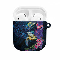 Hawaiian Plumeria and Hibiscus with Turtles AirPods Case Polynesian Art Dark Cyan Color LT03 Dark Cyan - Polynesian Pride