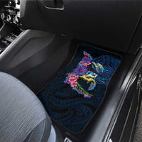 Hawaiian Plumeria and Hibiscus with Turtles Car Mats Polynesian Art Dark Cyan Color LT03 - Polynesian Pride