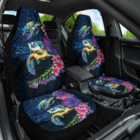 Hawaiian Plumeria and Hibiscus with Turtles Car Seat Cover Polynesian Art Dark Cyan Color LT03 One Size Dark Cyan - Polynesian Pride