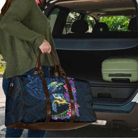 Hawaiian Plumeria and Hibiscus with Turtles Travel Bag Polynesian Art Dark Cyan Color LT03 - Polynesian Pride