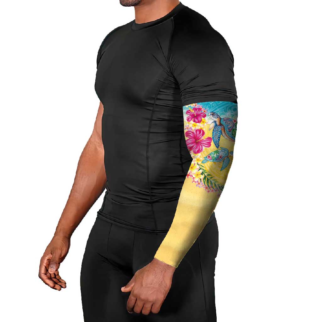 Hawaiian Tropical Plants Turtles Arm Sleeves Watercolor Style - Polynesian Pride