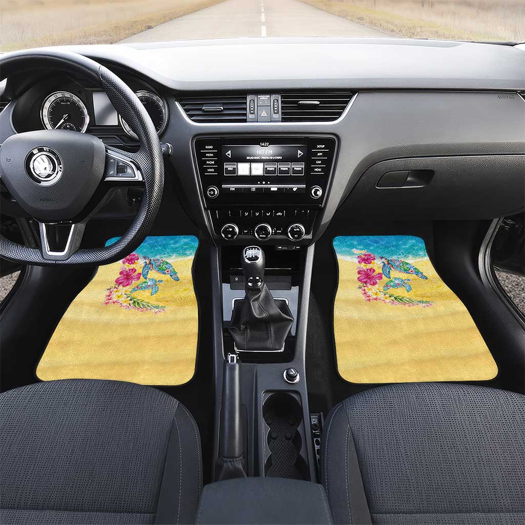 Hawaiian Tropical Plants Turtles Car Mats Watercolor Style - Polynesian Pride