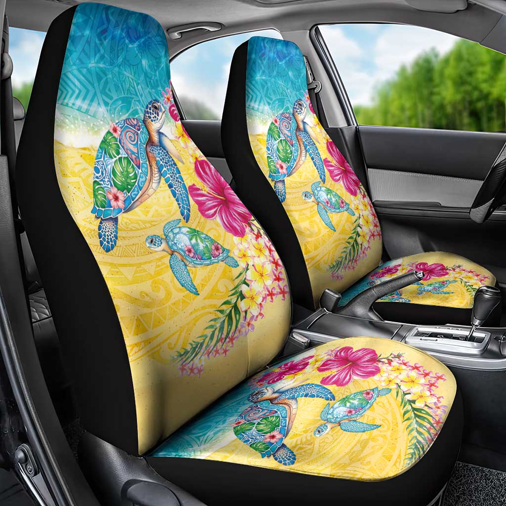 Hawaiian Tropical Plants Turtles Car Seat Cover Watercolor Style LT03 - Polynesian Pride