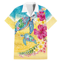 Hawaiian Tropical Plants Turtles Family Matching Mermaid Dress and Hawaiian Shirt Watercolor Style LT03 Dad's Shirt - Short Sleeve Multicolor - Polynesian Pride