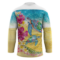 Hawaiian Tropical Plants Turtles Hockey Jersey Watercolor Style - Polynesian Pride