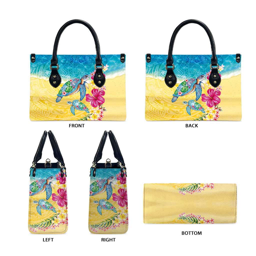 Hawaiian Tropical Plants Turtles Leather Bag Watercolor Style - Polynesian Pride