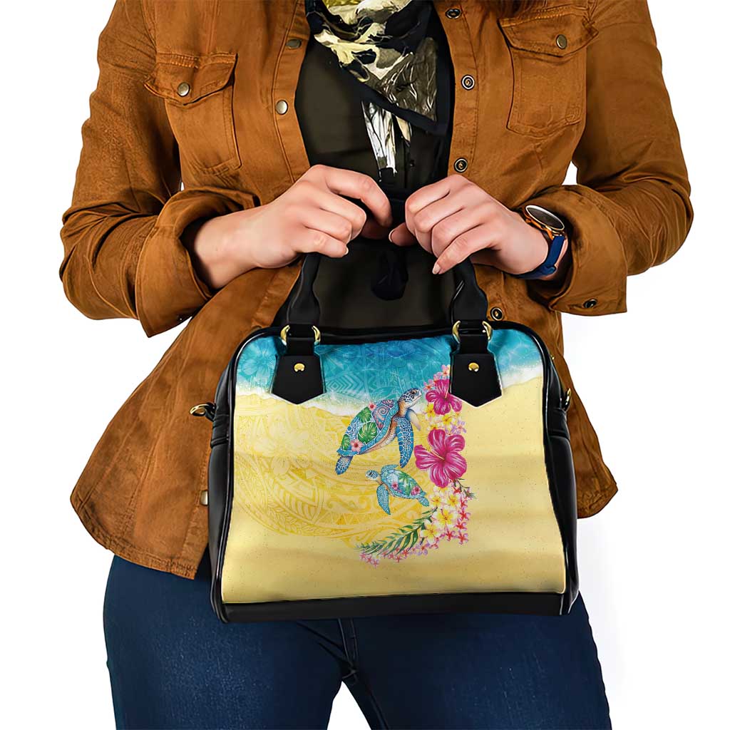 Hawaiian Tropical Plants Turtles Shoulder Handbag Watercolor Style LT03 - Polynesian Pride