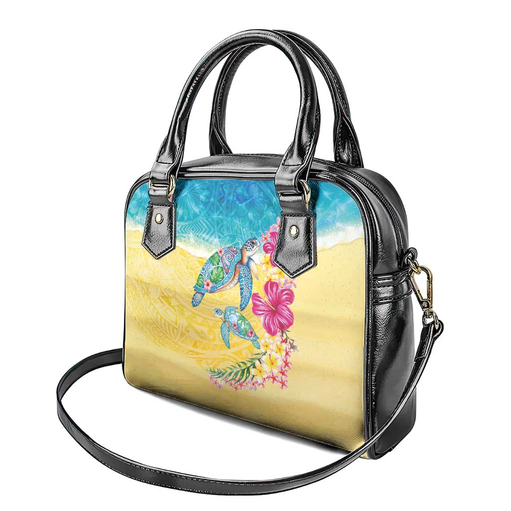 Hawaiian Tropical Plants Turtles Shoulder Handbag Watercolor Style LT03 - Polynesian Pride