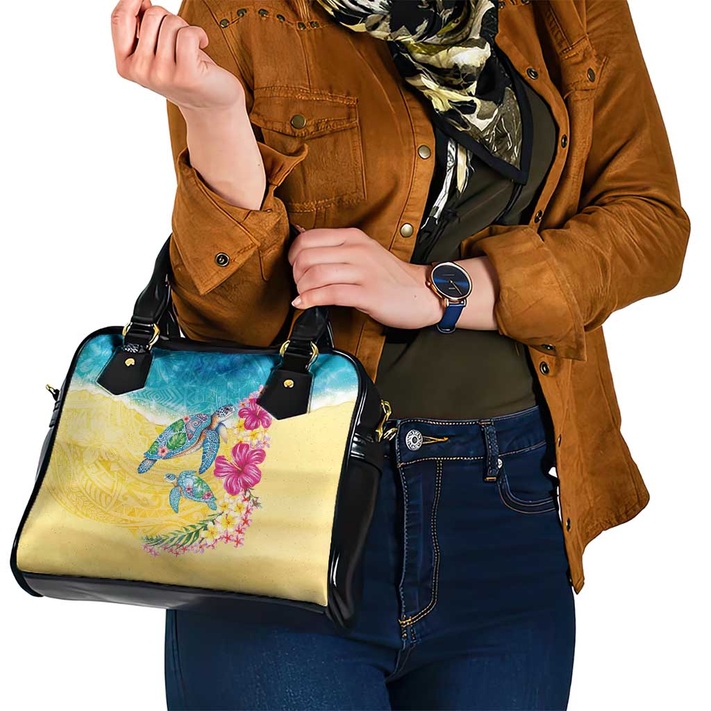 Hawaiian Tropical Plants Turtles Shoulder Handbag Watercolor Style LT03 - Polynesian Pride