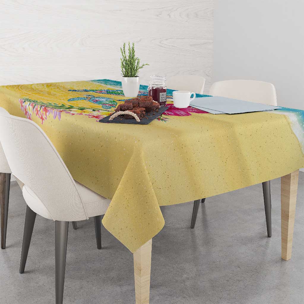 Hawaiian Tropical Plants Turtles Tablecloth Watercolor Style - Polynesian Pride
