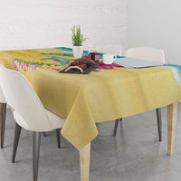 Hawaiian Tropical Plants Turtles Tablecloth Watercolor Style - Polynesian Pride