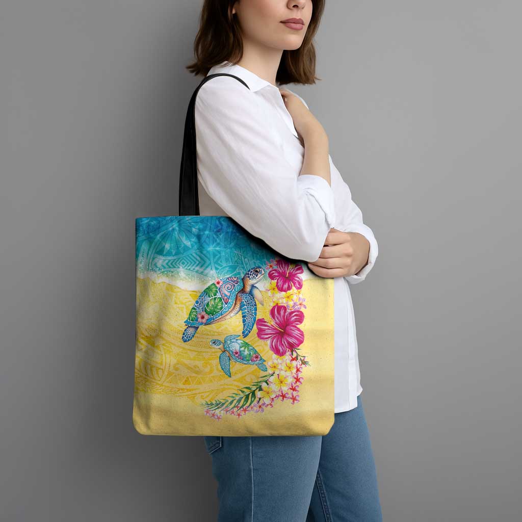 Hawaiian Tropical Plants Turtles Tote Bag Watercolor Style LT03 - Polynesian Pride