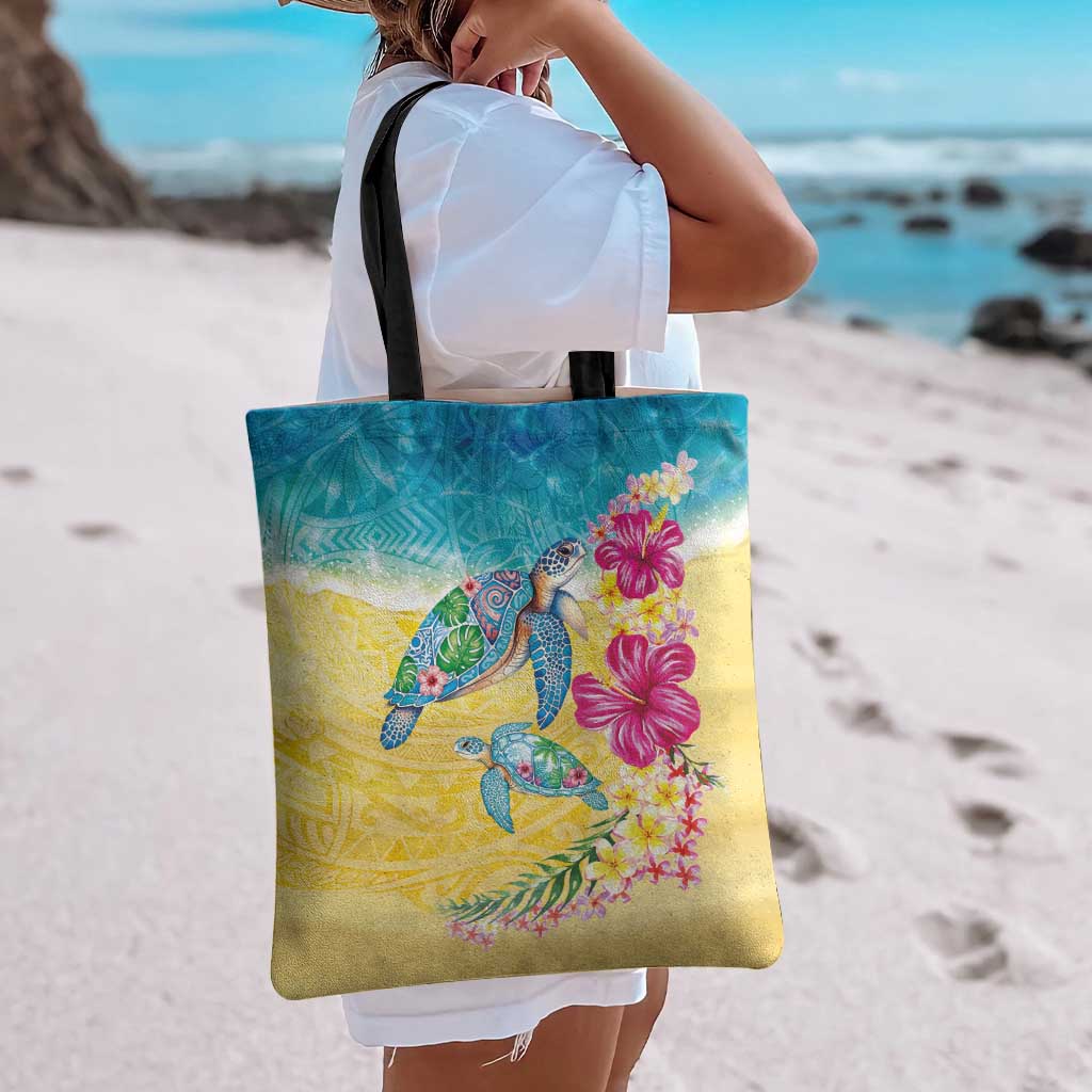 Hawaiian Tropical Plants Turtles Tote Bag Watercolor Style LT03 - Polynesian Pride
