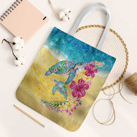 Hawaiian Tropical Plants Turtles Tote Bag Watercolor Style LT03 White Strap One Size Multicolor - Polynesian Pride