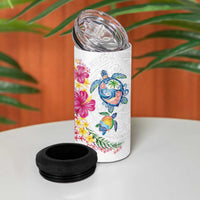 Hawaiian Abstract Art Turtles 4 in 1 Can Cooler Tumbler with Plumeria and Hibiscus LT03 - Polynesian Pride