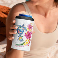 Hawaiian Abstract Art Turtles 4 in 1 Can Cooler Tumbler with Plumeria and Hibiscus LT03 - Polynesian Pride