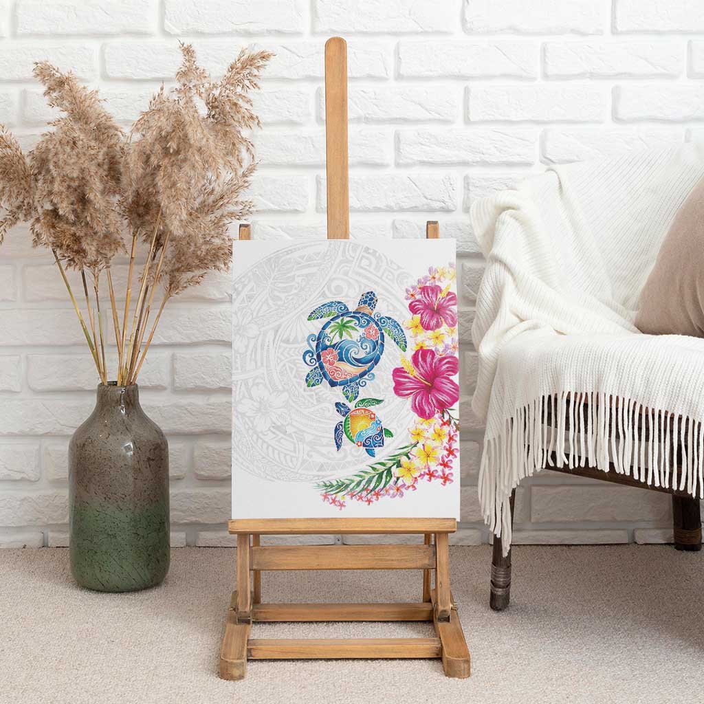 Hawaiian Abstract Art Turtles Canvas Wall Art with Plumeria and Hibiscus - Polynesian Pride