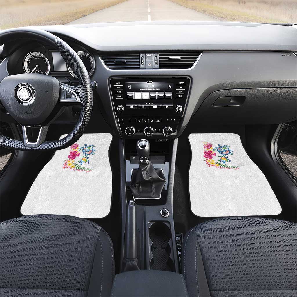 Hawaiian Abstract Art Turtles Car Mats with Plumeria and Hibiscus - Polynesian Pride