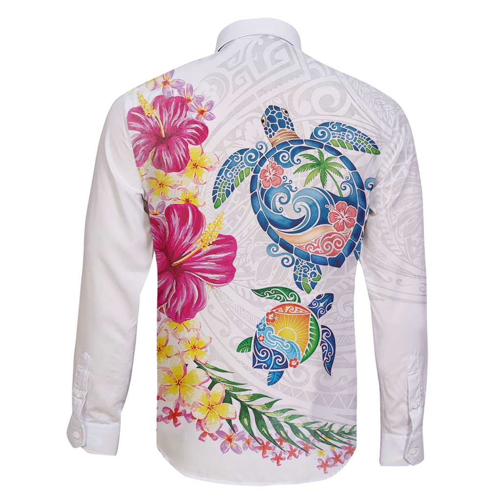 Hawaiian Abstract Art Turtles Family Matching Puletasi and Hawaiian Shirt with Plumeria and Hibiscus LT03 - Polynesian Pride