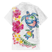 Hawaiian Abstract Art Turtles Family Matching Short Sleeve Bodycon Dress and Hawaiian Shirt with Plumeria and Hibiscus LT03 - Polynesian Pride