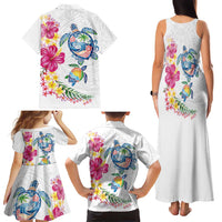 Hawaiian Abstract Art Turtles Family Matching Tank Maxi Dress and Hawaiian Shirt with Plumeria and Hibiscus LT03 - Polynesian Pride