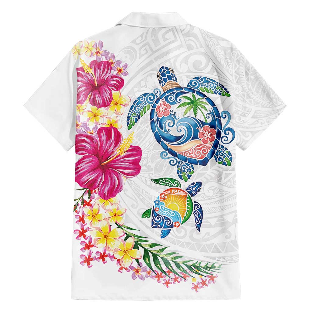 Hawaiian Abstract Art Turtles Family Matching Tank Maxi Dress and Hawaiian Shirt with Plumeria and Hibiscus LT03 - Polynesian Pride