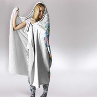 Hawaiian Abstract Art Turtles Hooded Blanket with Plumeria and Hibiscus - Polynesian Pride