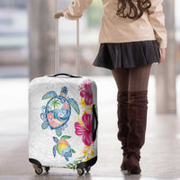 Hawaiian Abstract Art Turtles Luggage Cover with Plumeria and Hibiscus - Polynesian Pride