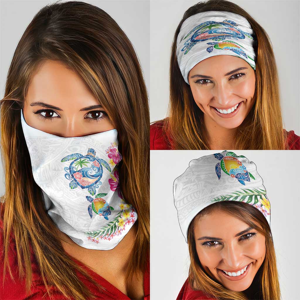Hawaiian Abstract Art Turtles Neck Gaiter with Plumeria and Hibiscus - Polynesian Pride