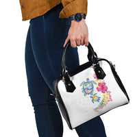 Hawaiian Abstract Art Turtles Shoulder Handbag with Plumeria and Hibiscus LT03 - Polynesian Pride