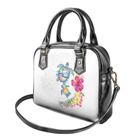 Hawaiian Abstract Art Turtles Shoulder Handbag with Plumeria and Hibiscus LT03 - Polynesian Pride