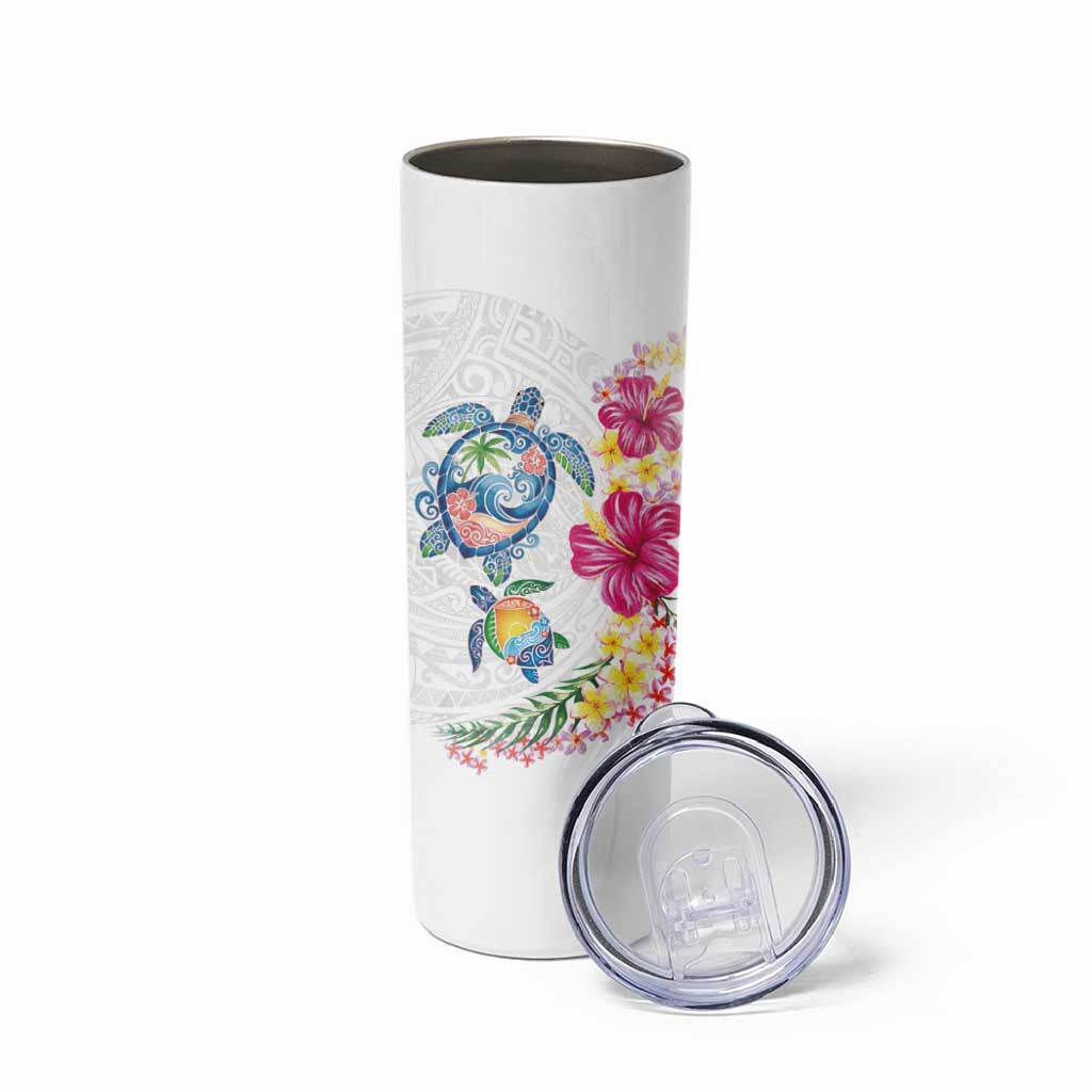 Hawaiian Abstract Art Turtles Skinny Tumbler with Plumeria and Hibiscus LT03 - Polynesian Pride