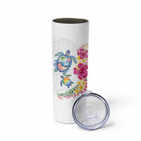 Hawaiian Abstract Art Turtles Skinny Tumbler with Plumeria and Hibiscus LT03 - Polynesian Pride