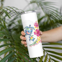 Hawaiian Abstract Art Turtles Skinny Tumbler with Plumeria and Hibiscus LT03 - Polynesian Pride
