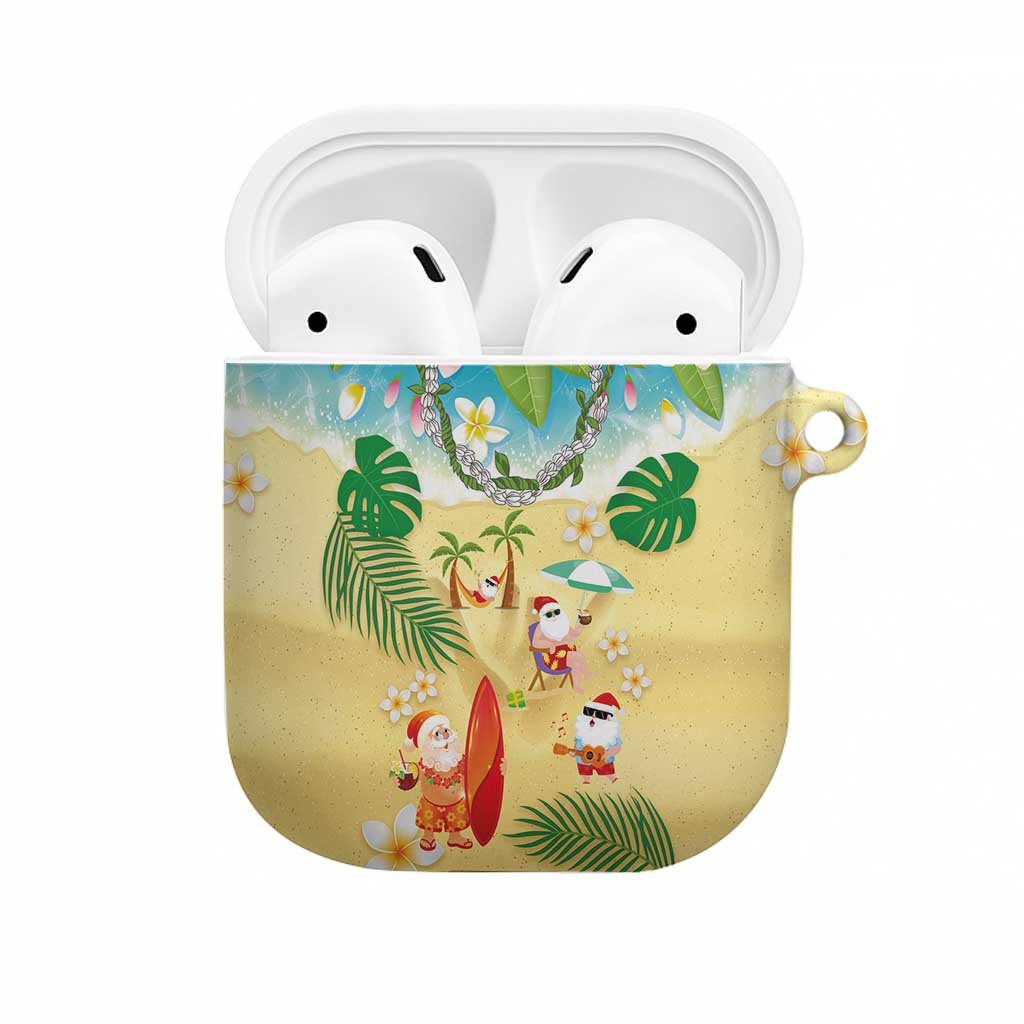 Hawaiian Mele Kalikimaka AirPods Case Tropical Plumeria and Lei Funny Santa Beach LT03 Multicolor - Polynesian Pride