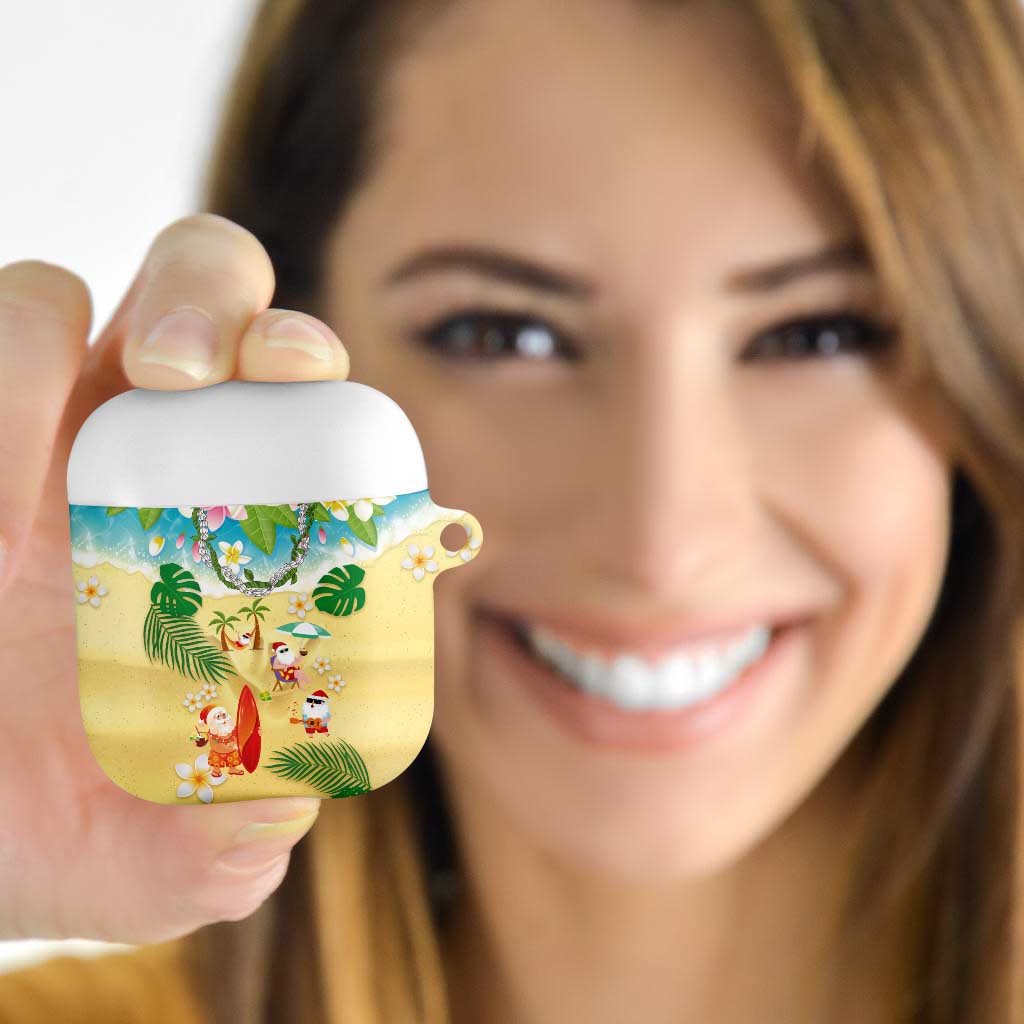 Hawaiian Mele Kalikimaka AirPods Case Tropical Plumeria and Lei Funny Santa Beach LT03 - Polynesian Pride