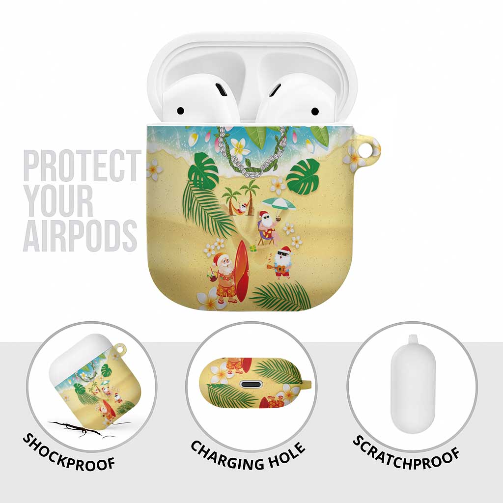 Hawaiian Mele Kalikimaka AirPods Case Tropical Plumeria and Lei Funny Santa Beach LT03 - Polynesian Pride