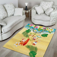 Hawaiian Mele Kalikimaka Area Rug Tropical Plumeria and Lei Funny Santa Beach LT03 - Polynesian Pride