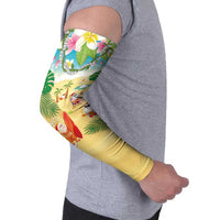Hawaiian Mele Kalikimaka Arm Sleeves Tropical Plumeria and Lei Funny Santa Beach LT03 - Polynesian Pride