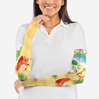 Hawaiian Mele Kalikimaka Arm Sleeves Tropical Plumeria and Lei Funny Santa Beach LT03 - Polynesian Pride