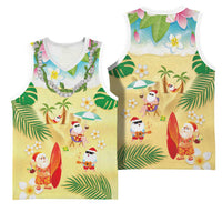 Hawaiian Mele Kalikimaka Basketball Jersey Tropical Plumeria and Lei Funny Santa Beach LT03 - Polynesian Pride