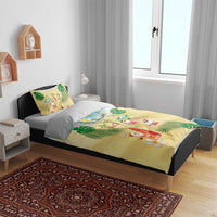 Hawaiian Mele Kalikimaka Bedding Set Tropical Plumeria and Lei Funny Santa Beach - Polynesian Pride