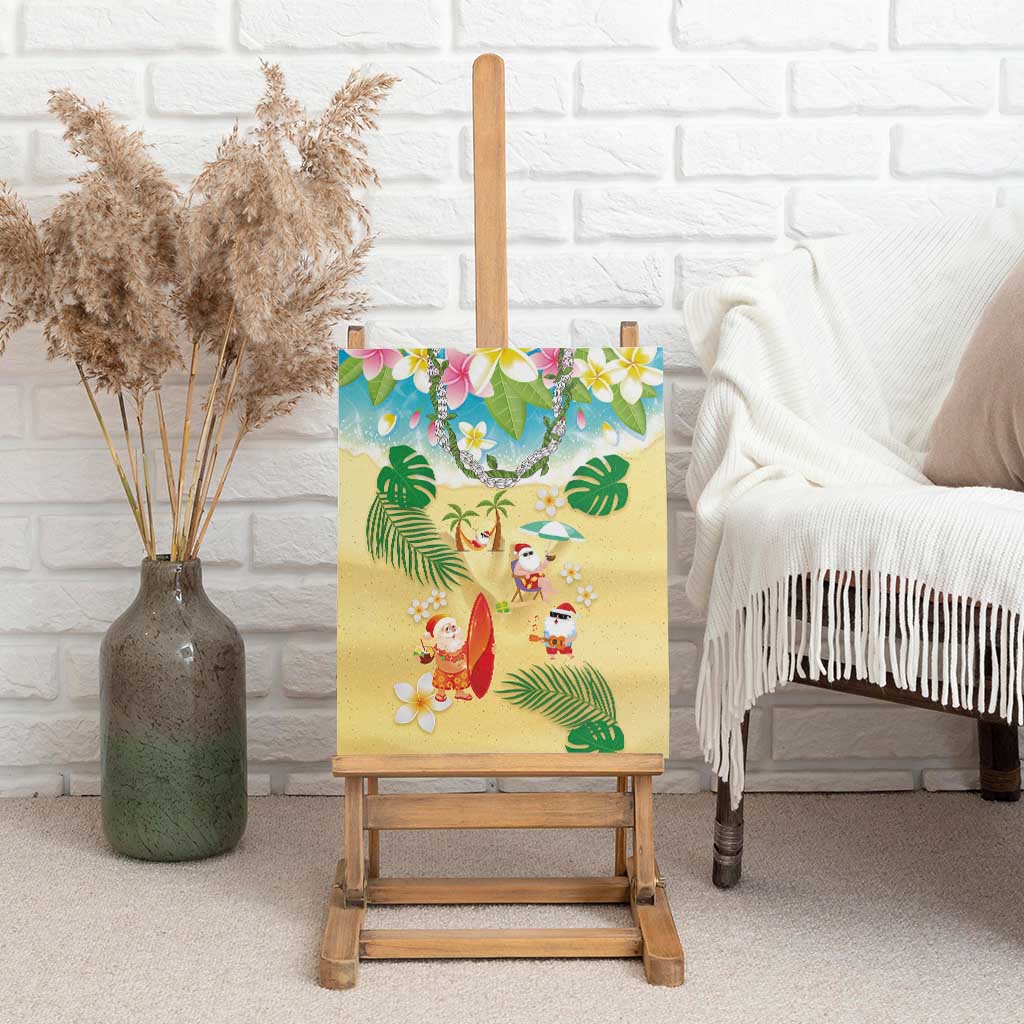 Hawaiian Mele Kalikimaka Canvas Wall Art Tropical Plumeria and Lei Funny Santa Beach - Polynesian Pride