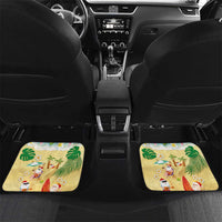 Hawaiian Mele Kalikimaka Car Mats Tropical Plumeria and Lei Funny Santa Beach LT03 Set 2pcs - Back Multicolor - Polynesian Pride