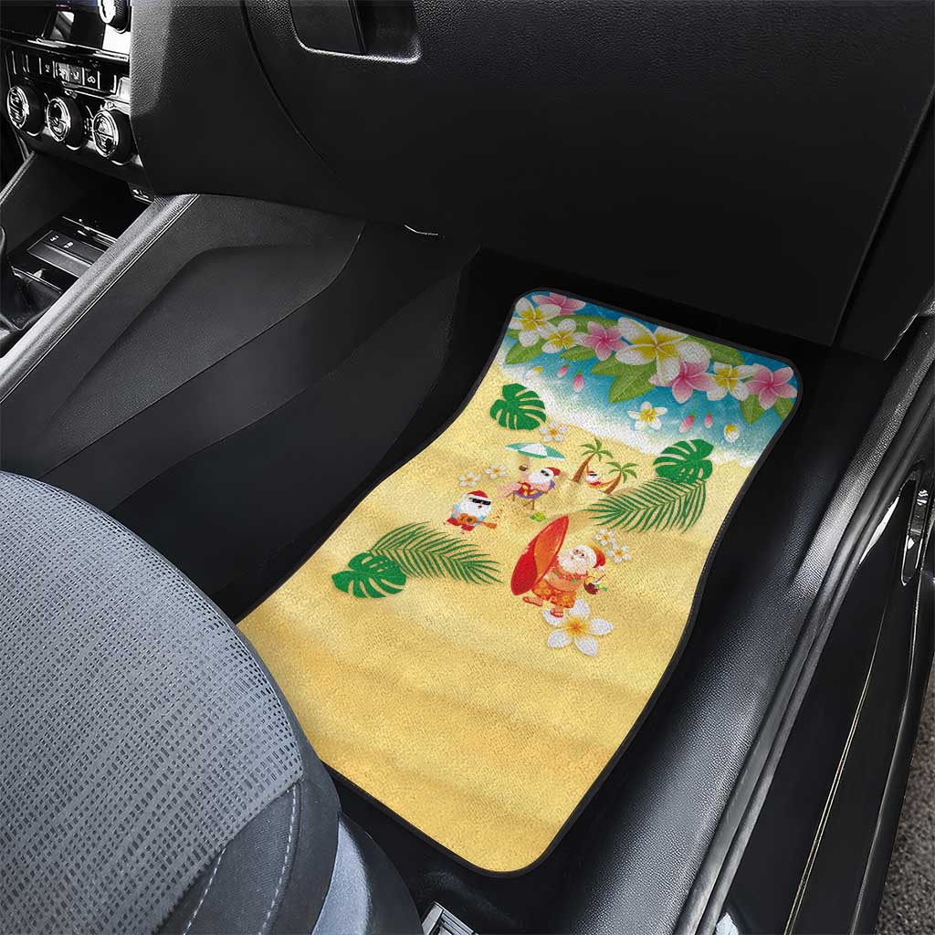 Hawaiian Mele Kalikimaka Car Mats Tropical Plumeria and Lei Funny Santa Beach LT03 - Polynesian Pride