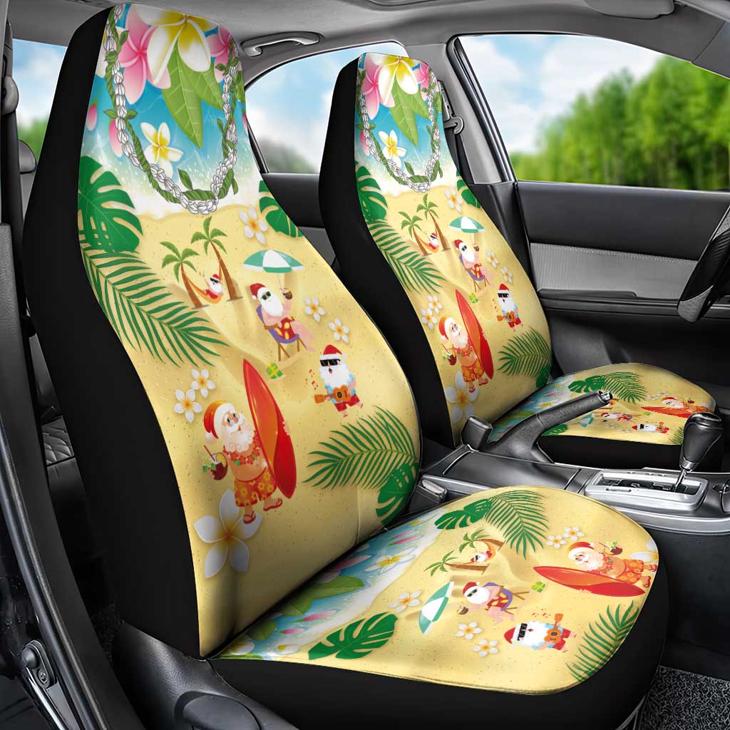 Hawaiian Mele Kalikimaka Car Seat Cover Tropical Plumeria and Lei Funny Santa Beach LT03 - Polynesian Pride