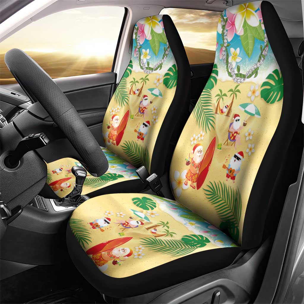 Hawaiian Mele Kalikimaka Car Seat Cover Tropical Plumeria and Lei Funny Santa Beach LT03 - Polynesian Pride