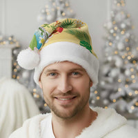 Hawaiian Mele Kalikimaka Christmas Santa Hat Funny Santa Claus on Beach with Tropical Plants and Lei LT03 - Polynesian Pride