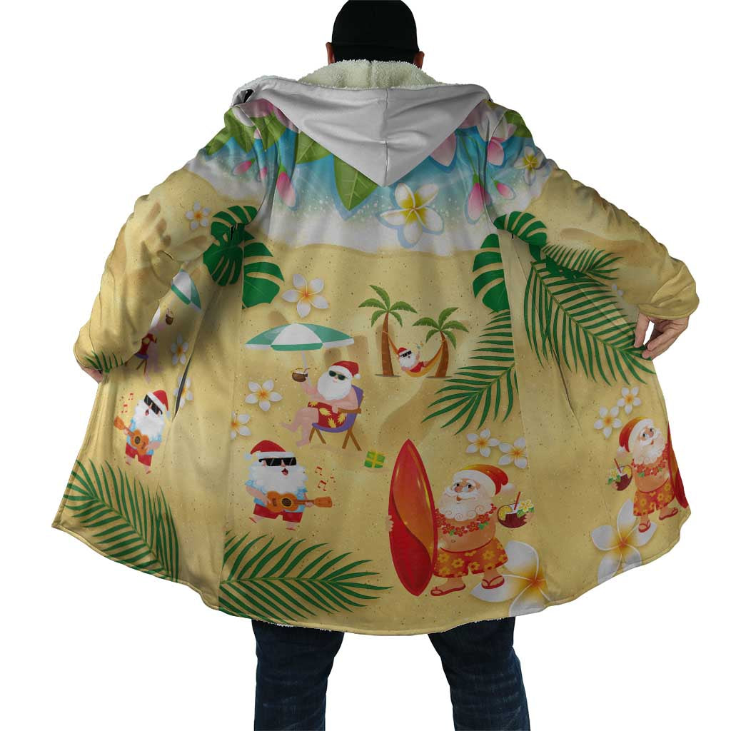 Hawaiian Mele Kalikimaka Cloak Tropical Plumeria and Lei Funny Santa Beach LT03 - Polynesian Pride