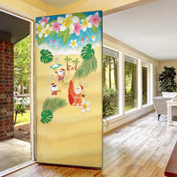 Hawaiian Mele Kalikimaka Door Cover Tropical Plumeria and Lei Funny Santa Beach LT03 - Polynesian Pride